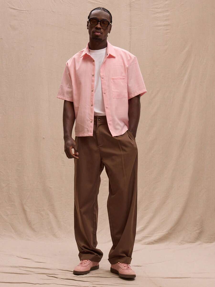 Musero 春夏街头风剪裁褶饰梭织西装裤