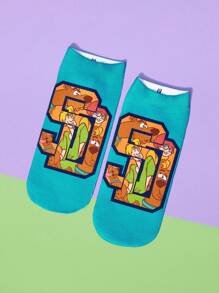 SCOOBY-DOO X SHEIN 1 Pair Cute Cartoon & Letter Pattern Comfortable Socks - Multicolor - View 3