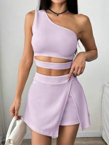 SHEIN EZwear Women Two Pieces Outfits For Daily Wear - Purple - View 4