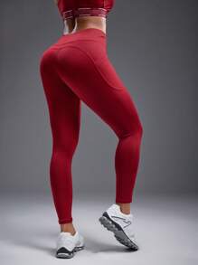 Powerista Women's Solid Color Minimalist Sports Leggings - Coffee Brown - View 6