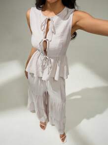 SHEIN PETITE Women Two Pieces Outfits For Daily Wear - Apricot - View 4