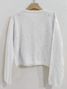 INAWLY Women's Casual Versatile Solid Color Thin White Cardigan - White - View 2