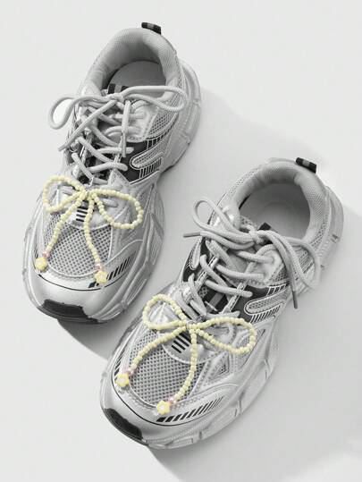 Kawaii 2 pièces/Ensemble Clips de chaussure minimalistes et élégants fait main avec perles jaunes, perles de verre rose, fleur & nœud, accessoires décoratifs polyvalents, convient pour les femmes, cadeau pour un port quotidien ou les jours fériés