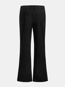 BRENVOR Pantalones rectos de ajuste relajado de color negro sólido, con cintura ajustable, para uso casual y diario para hombres, esencial para viajes