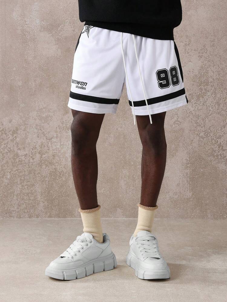 Mesh Shorts With Drawstring And Number Print