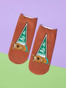 SCOOBY-DOO X SHEIN 1 Pair Cartoon Dog Pattern Fashion Ankle Socks - Multicolor - View 3