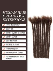 Boho Braids 10 Regular Locs Extensions Handmade With 100% Human Hair Dreadlock Extensions In Size 0.4cm, Length 4 To 12Inches For Men/Women(Brown) Crochet Human Hair Knotless Braids - S2 - View 2