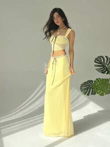 Aloruh Women Two Pieces Outfits For Daily Wear Summer Summer Outfits Summer Clothes Beach Outfits For Woman  Beach Vacation Vacation Outfits Woman Boho  Tropical Vacation Woman Clothe Mesh Butter Yellow  Fairycore Graduation Outfit  Graduation Dress Graduation Dresses For Women   White Graduation Dress