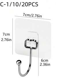 1/10/20 chiếc Móc treo khung ảnh trong suốt không cần khoan, chống thấm nước và chống dầu, móc tự dính siêu bền cho phòng tắm, vòi hoa sen, nhà bếp, ngoài trời, khăn tắm, chìa khóa, móc treo trong suốt và dính chắc, không cần khoan, giá để đồ đa chức năng, thích hợp cho gia đình, tuyệt vời cho nhà bếp, phòng tắm, phòng khách - Nhiều màu - Xem 4