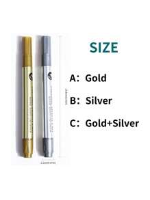Gold And Silver Soft Tip Metallic Markers, Water-Based Oil Paint Pens For Greeting Cards, Drawing, Signature, Calligraphy Back To School - Multicolor - View 2