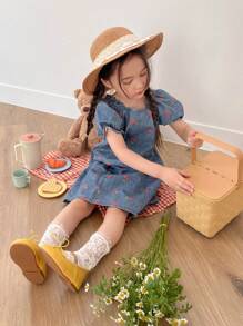 DAZY Young Girls Denim Jumper Dress, Fall Clothes - Medium Wash - View 6