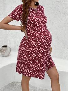 SHEIN Vestido de enfermería informal y floral de vacaciones para mujeres embarazadas