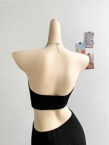 Soleia 镂空开叉大腿抹胸连衣裙 春假演唱会紧身连衣裙 - 黑色 - 查看 6