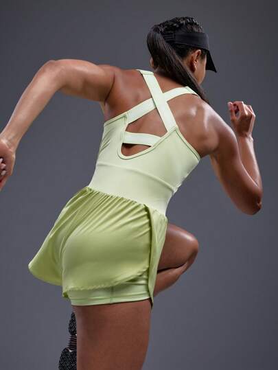 Powerista 撞色镂空露背无袖连体裤，夏季运动装