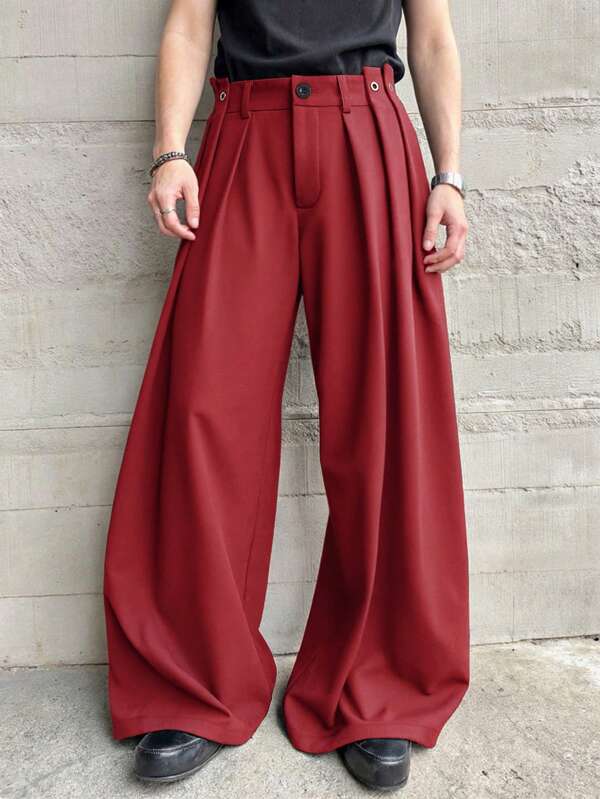 Manfinity Hypemode Manfinity Hypemode High Waist Designer Men's Wide Leg Pleated Loose Casual Pants Men S Wide Leg Pants High Waisted Pants Men Men Wide Leg Pants Men High Waisted Pants