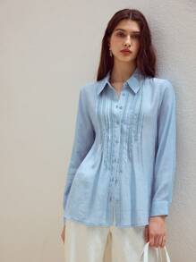 MOTF STUDIO CAMISA BORDADA DE ABOTONADURA - Azul - Ver 6