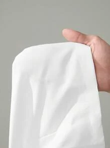 SHEIN Tall 基本款宽松休闲度假裤 黑色直筒裤 - 白色 - 查看 8