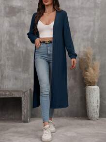 EMERY ROSE Women's Casual Solid Color Long Jacket Fall Winter Cloth For Women - Navy Blue - View 3