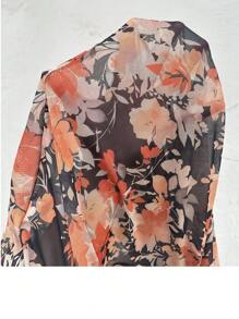 Plus Size Floral Print Contrast Lace Sexy Nightgown