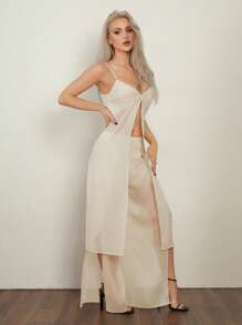SHEIN ICON Conjunto de dos piezas para mujer para uso diario - Albaricoque - Ver 6