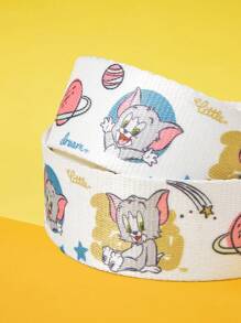 TOM & JERRY X SHEIN 1 bucă centură de talie cu imprimeu cu planete și desene animate, la modă și drăguță