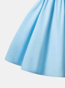 Sparklyn 时尚女孩法式无袖束腰中长连衣裙 - 淺藍色 - 查看 6