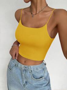 SHEIN PETITE Metal Buckle Bra Top, Fashionable And Suitable For Summer - Yellow - View 7