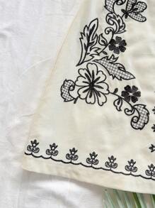 Soleia Váy mini xếp lớp nhún bèo màu cam có viền gợn sóng kèm cà vạt trang trí cho kỳ nghỉ - Nhiều màu - Xem 5