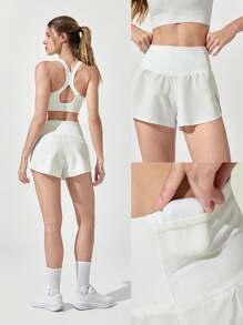 GLOWMODE Shorts para correr de 2.5" VitalSwift Pocket Max de secado rápido y ultraligeros, con estilo de canguro, múltiples bolsillos, cintura alta, cordón ajustable en la cintura, con ropa interior integrada anti-olor para entrenamiento y ejercicio