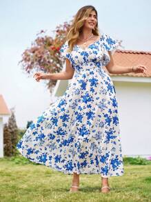 KURAYIA Plus Size Women's Colorful Printed Elegant Long Flowing Dress, Charming And Slimming For Summer Beach Vacation, Versatile Fashion - Multicolor - View 6