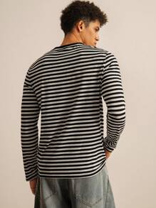 SWAVVY Herren langärmliges Shirt mit Blockstreifen Muster im urbanen Stil, japanischer Stil, Freundesgeschenk, Sommer, Schule