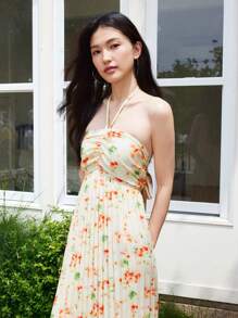 SHEIN LUNE 女式花卉印花无袖长裙 - 随机花朵图案 - 彩色 - 查看 4