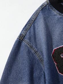 ROMWE MEN Prep 男士牛仔外套，夏季时尚 - 藍色 - 查看 5