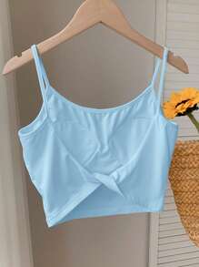 Comfortcana Blue Padded Backless Twist Front Camisole Tank Top For Women, New Spring/Summer Summer - Blue - View 3