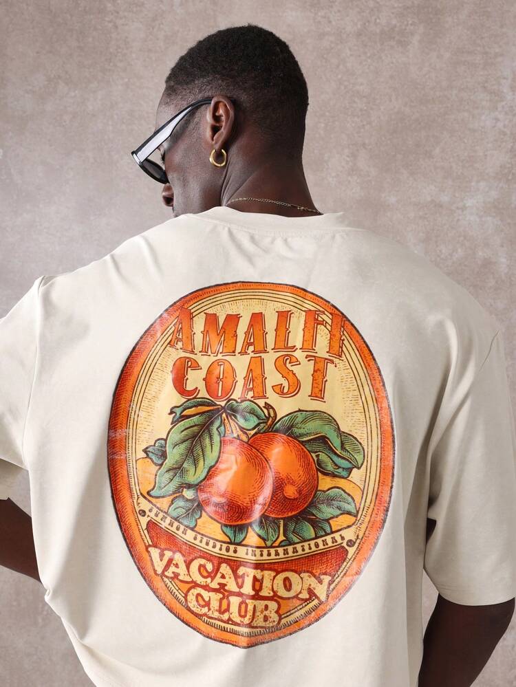 アマルフィコースト レトロ シトラス グラフィック メンズ Tシャツ
