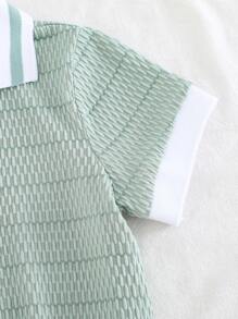 Cozy Pixies Pulôver de manga curta com gola polo de malha macia para bebê menino - Multicolorido - Ver 5