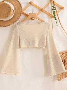SHEIN Cardigan manches longues évasé à ourlet noué, polyvalent et décontracté pour jeunes filles