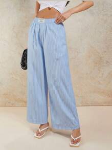 COSMINA Women's Striped Print Elastic Waist Casual Pants