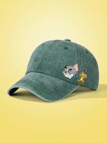 TOM & JERRY X SHEIN 1pc Cute Basics Cartoon Print Baseball Cap, Unisex Casual - Dark Green - View 1