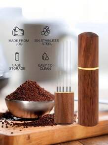 6-Pin Natural Wood Coffee Tool Perfect For Home Cafe Restaurant Office Espresso Distribution Ergonomic Handle Durable Barista Accessory - Brown - View 1
