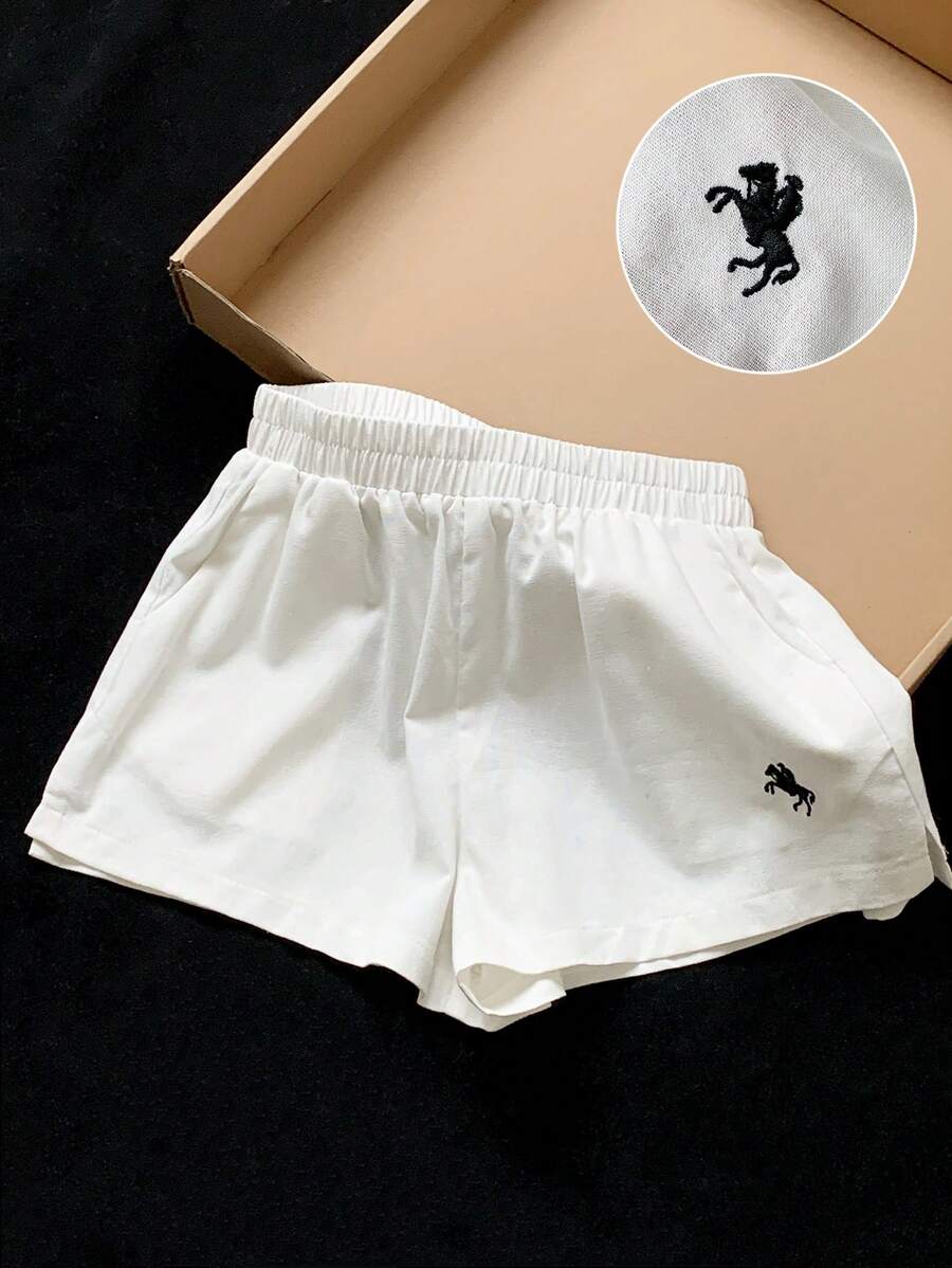 Comfortcana 大码休闲纯色马标志短裤，夏季时尚