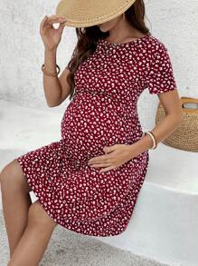 SHEIN Vestido de enfermería informal y floral de vacaciones para mujeres embarazadas