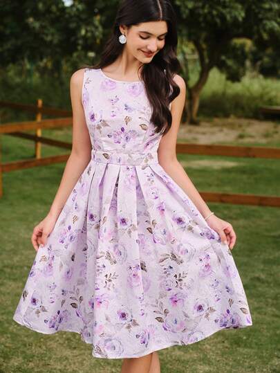 Vintamour 复古优雅女式 A 字型茶会礼服玫瑰提花派对节日礼服情人节情人节服装度假服装女士夏季服装女士红色连衣裙女士生日礼服情人节礼服女士正式礼服情人节舞会礼服女士礼服优雅女士生日服装婚礼宾客礼服女士金色礼服情人节礼服女士礼服派对巡航服装红色礼服优雅