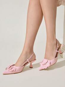 CUCCOO CHICEST 女士优雅浪漫尖头细高跟鞋，浅粉色漆皮鞋，适合下午茶和约会，夏季