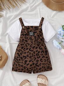 Travachic KIDS Babygirl Cozy Corduroy Leopard Print Casual Romper - Multicolor - View 3