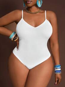 Slaydiva 秋冬款大码黑色修身无袖紧身衣 - 白色 - 查看 4