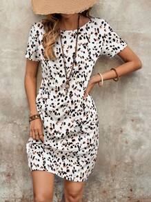 EMERY ROSE Women's Casual All-Over Print Pockets Short Sleeve Summer Dress Summer Dresses For Women,Shirt Dresses For Women - White - View 4