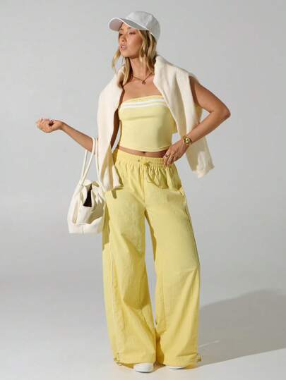 Hanevo 女式黄色轻便运动裤，夏季