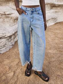 Maija Women's Light Blue Jeans Low Waist Banana Pants Summer Casual Outfits, Going Out,Autumn Outfits For Women - Light Wash - View 5