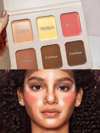 Stereo Face Six-Palette De Contours CrèMe French Girl 6 Couleurs Hautement PigmentéE, Ne Se DéColore Pas, Poudre Bronzante Multi-Usage Longue DuréE, Surligneur Sculptant Pour Le Visage, Contour Et Poudre Bronzante Pour Les FêTes De NoëL Du Marque Beauté Visage Maquillage CosméTique Pour Femmes Filles Parfait Pour Hiver IdéAl Pour Y2K ÉLéGant Mode Adapté Pour Anniversaire Xmas Cadeau FêTe PrêT Meilleure Couleur